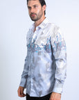Mens Modern Fit Panoramic Foil Print Shirt - White