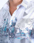 Mens Modern Fit Panoramic Foil Print Shirt - White