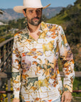 Mens Long Sleeve Modern Fit Stretch Wild Horses Print Shirt