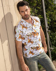Mens Performance Fabric Modern Fit Stretch Rodeo Print Polos