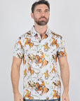 Mens Performance Fabric Modern Fit Stretch Rodeo Print Polos