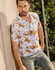 Mens Performance Fabric Modern Fit Stretch Rodeo Print Polos