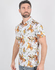 Mens Performance Fabric Modern Fit Stretch Rodeo Print Polos