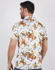 Mens Performance Fabric Modern Fit Stretch Rodeo Print Polos