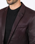 Men's Double Button Wine Blazer