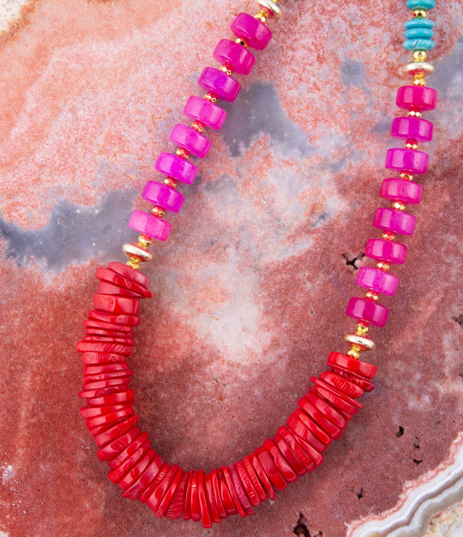 Mija Red Coral Chunky Necklace