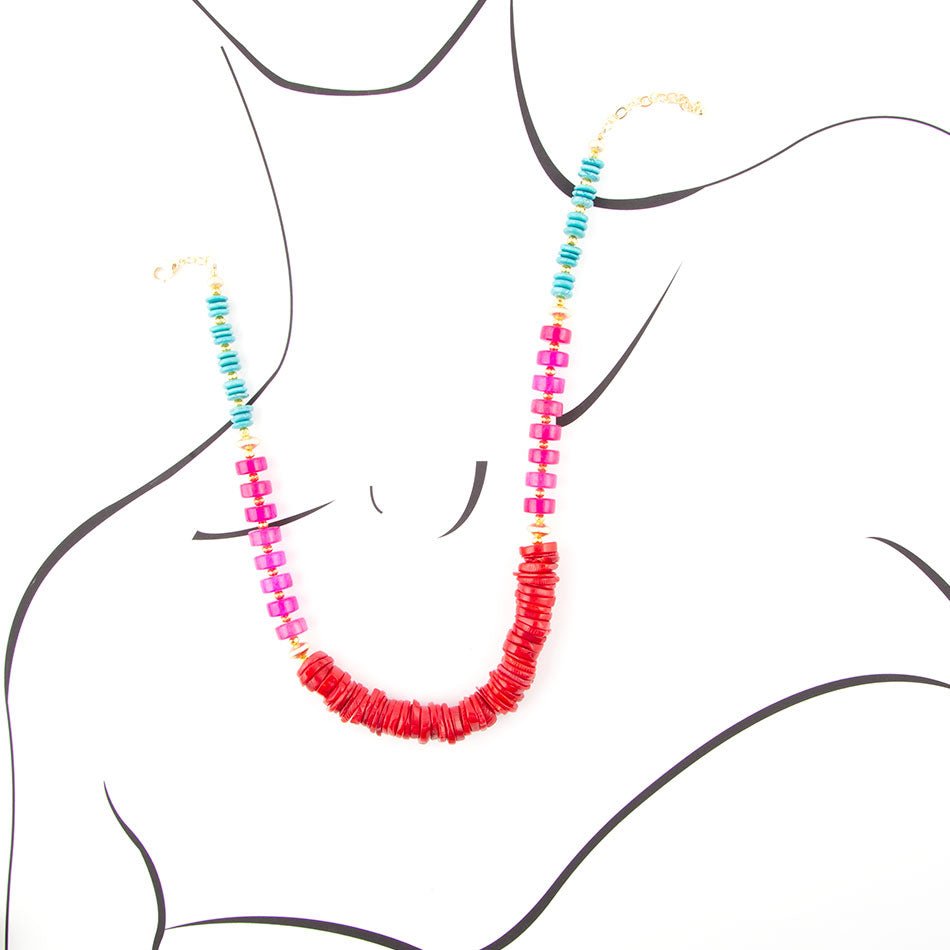Mija Red Coral Chunky Necklace