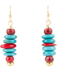 Mija Turquoise and Magenta Stack Earrings