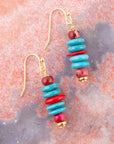 Mija Turquoise and Magenta Stack Earrings