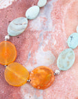 Minty Blue and Orange Nectar Necklace