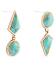 Miss-Matched Blue Turquoise Golden Post Earrings