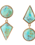 Miss-Matched Blue Turquoise Golden Post Earrings