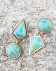 Miss-Matched Blue Turquoise Golden Post Earrings