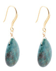 Mix of Blue and Green Chrysocolla Golden Drop Earrings