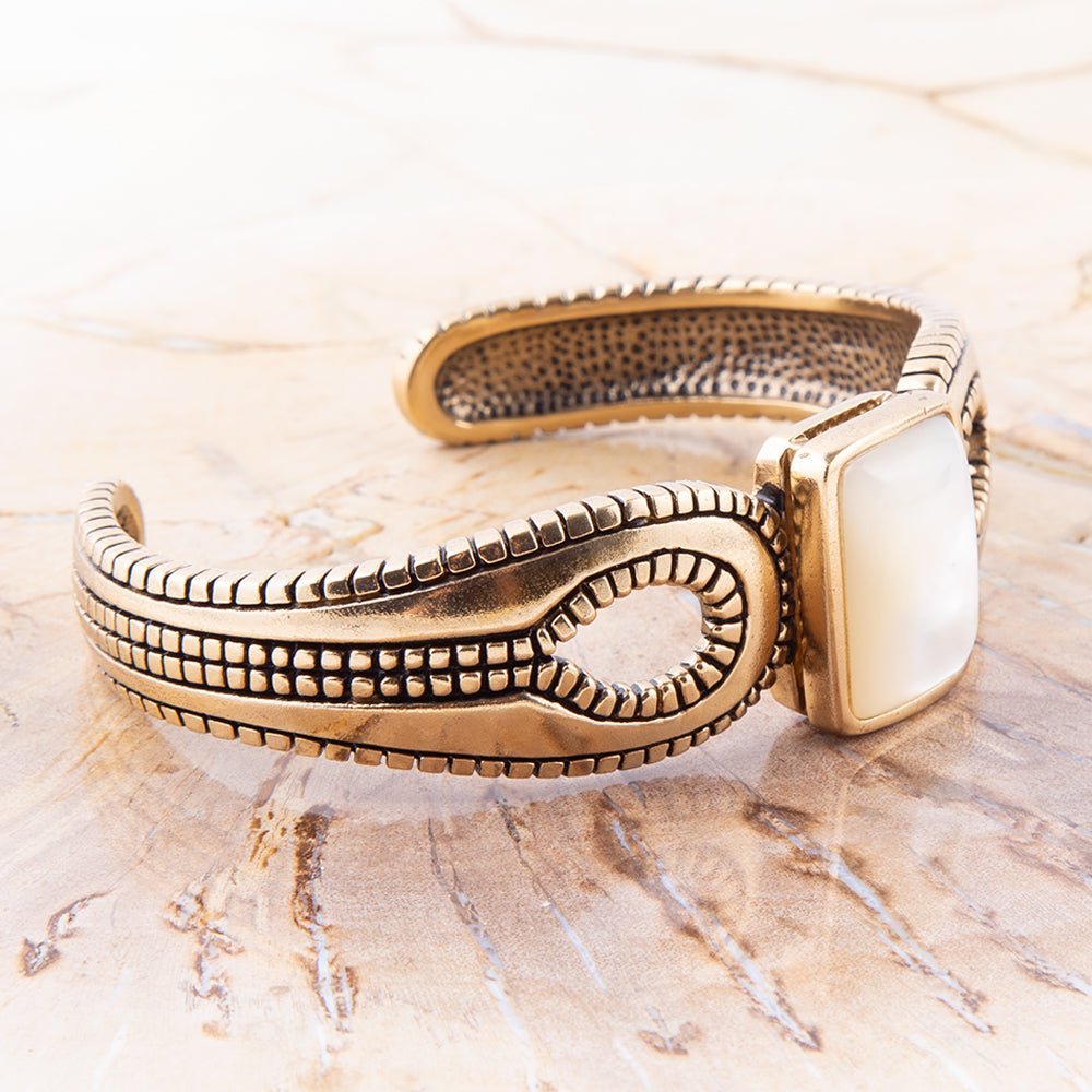 Mother of Pearl and Bronze Cuff Bracelet
