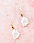 White Mother of Pearl Golden Drop Earrings