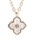 Maltese Cross White Mother of Pearl Golden Chain Pendant Necklace