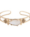 White Mother of Pearl Open Golden Cuff Bracelet