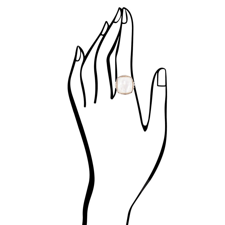 White Mother of Pearl Square Golden Ring