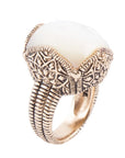 White Mother of Pearl Square Golden Ring