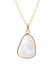 White Mother of Pearl Teardrop Golden Pendant Necklace