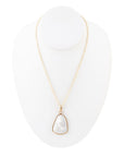 White Mother of Pearl Teardrop Golden Pendant Necklace