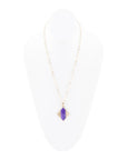 Motif Purple Agate and Golden Bronze Pendant Necklace