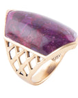 Motif Purple Turquoise and Golden Bronze Ring