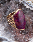 Motif Purple Turquoise and Golden Bronze Ring