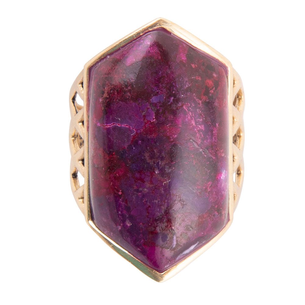 Motif Purple Turquoise and Golden Bronze Ring