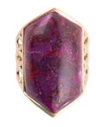 Motif Purple Turquoise and Golden Bronze Ring