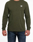 Men's Cinch Authentic Long Sleeve Tee - Heather Olive
