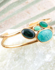 Multi Green Stones Golden Cuff Bracelets