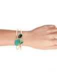 Multi Green Stones Golden Cuff Bracelets