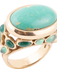 Multi Green Stones Golden Statement Ring