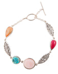 Multi Stone and Sterling Leaf Bracelet