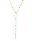 Multi Stone Orange Coral Golden Y-Neck