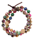 Jeweled Multicolor Tiger's Eye Triple Strand Golden Bracelet Set
