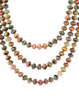 Jeweled Multi-Color Tiger's Eye Triple Strand Golden Necklace