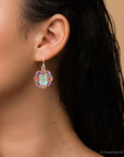 Native Color Multi-Stone Blue Turquoise Golden Drop Earrings
