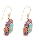 Native Color Multi-Stone Blue Turquoise Golden Drop Earrings