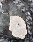 Natural White Druzy Marbled Resin Necklace