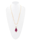 Neims Pink Carnelian Golden Pendant Necklace