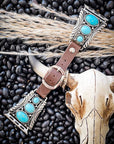 Nellie Western Style Faux Turquoise and Leather Watch Fashion Band