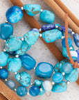 New Haven Blue Turquoise Sterling Silver Bracelet Set
