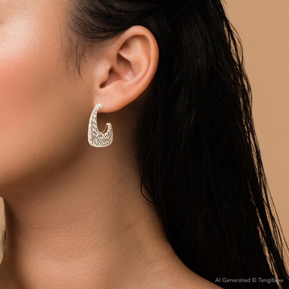 Nomad Textured Golden Half Hoop Earrings