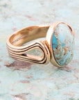 Nova Blue Turquoise and Golden Oval Ring