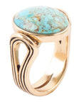 Nova Blue Turquoise and Golden Oval Ring