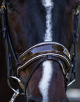 The Catalonia Metallic Bronze Leather Snaffle Bridle with Removable Flash