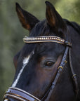 The Catalonia Metallic Bronze Leather Snaffle Bridle with Removable Flash